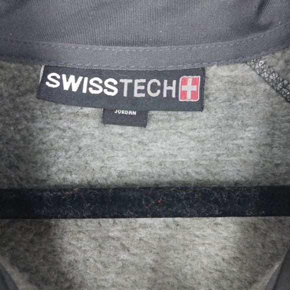 Swiss Tech Full Zip Fleece Jacket Mens Large Dark Grey Pockets Outdoor - Picture 3 of 7